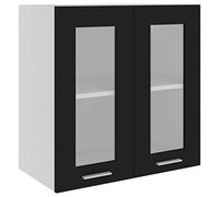 vidaXL Armoire Suspendue Verre Placard Armoire de Rangement Murale Meuble de Cuisine avec 2 Etagères Maison Intérieur Noir 60x31x60 cm Aggloméré
