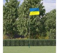 vidaXL Drapeau de l'Ukraine et Mât, Drapeau National avec 2 Œillets, Drapeau de l'Ukraine pour Fête Jardin Extérieur, Moderne, 5,55 m Aluminium