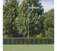 vidaXL Drapeau de la Suède et mât 6,23 m Aluminium