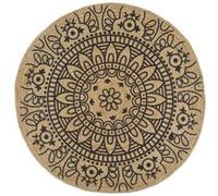 vidaXL Vloerkleed handgemaakt met donkerblauwe print 90 cm jute133701 Brun G