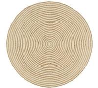 Vloerkleed handgemaakt met spiraal ontwerp 120 cm jute wit133717