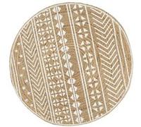 vidaXL Vloerkleed handgemaakt met witte print 90 cm jute133692 Blanc G