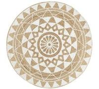vidaXL Tapis Jute fait à la main Rond 90 cm Motif floral moderne