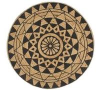 Tapis - vidaXL - Jute fait à la main - Imprimé noir - 120 cm - Rond - Intérieur