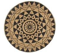 vidaXL Vloerkleed handgemaakt met zwarte print 90 cm jute133698 Noir G