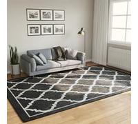 Tapis Lavable Antidérapant, Moquette de Sol, Carpette de Chambre à Coucher Salon Salle de Séjour, Moderne, Noir et Blanc 190x300 cm
