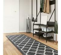 Vloerkleed wasbaar anti-slip 80x300 cm zwart en wit136604