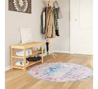 vidaXL Vloerkleed wasbaar anti-slip Ã˜ 120 cm meerkleurig136602 Bleu G