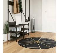 Vloerkleed wasbaar anti-slip Ã~ 120 cm zwart en goudkleurig136620