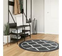 vidaXL Tapis lavable antidérapant 136608 – Noir et blanc Ø 120 cm