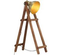 vidaXL Vloerlamp E27 massief mangohout messingkleurig320588 Brun G