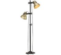 Vloerlamp met 2 lampenkappen E27 gietijzer messingkleurig320584