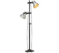vidaXL Vloerlamp met 2 lampenkappen E27 gietijzer zilverkleurig320583 Argent G