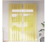 VIDAXL Voilage 2 pcs Jaune 140 x 260 cm - Passe-tringles 100% polyester semi-transparent