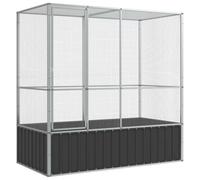 vidaXL Volière argenté 210,5x107x212 cm Acier, volière à Oiseaux, Cage à perroquets, Grande Cage à perroquets, Cage à perruches, Grande Cage à Oiseaux