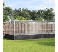 vidaXL Volière avec extension argenté 1139x307x212 cm acier, volière à oiseaux, cage à perroquets, grande cage à perroquets, cage à perruches
