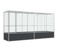 vidaXL Volière avec Extension argenté 418,5x107x212 cm Acier, volière à Oiseaux, Cage à perroquets, Grande Cage à perroquets, Cage à perruches