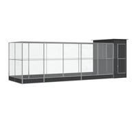 vidaXL Volière avec Extension argenté 623x203x216 cm Acier, volière à Oiseaux, Cage à perroquets, Grande Cage à perroquets, Cage à perruches
