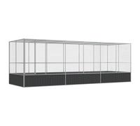vidaXL Volière avec extension 625 x 207 x 212 cm en acier argenté
