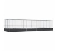 vidaXL Volière avec Extension argenté 932x307x212 cm Acier, volière à Oiseaux, Cage à perroquets, Grande Cage à perroquets, Cage à perruches