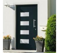 Porte d'Entrée Anthracite Aluminium et PVC 100x200 cm Maison Extérieur vidaXL