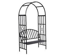 Gloriette De Jardin Noire Avec Banc Noir