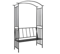 Voûte de jardin avec banc Noir 128x50x207 cm Fer Noir G