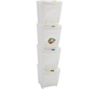 vidaXL Vuilnisbakken 4 st stapelbaar 100 L polypropeen wit152201 Blanc G