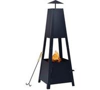 vidaXL Vuurplaats 35x35x99 cm staal zwart46648 Noir G