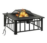 vidaXL Vuurplaats met pook XXL 81x81x47 cm staal311888 Noir G