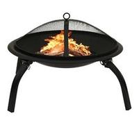 vidaXL Vuurschaal en barbecue 2-in-1 met pook 56x56x49 cm staal313352 Noir G
