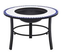 vidaXL Vuurschaal mozaÃ¯ek 68 cm keramiek blauw en wit46720 Blanc G