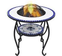 vidaXL Table de foyer mosaïque 46724, 68 cm céramique bleu et blanc