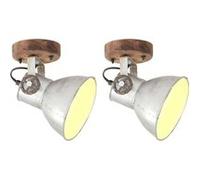 vidaXL Wand-/plafondlampen industrieel 2 st E27 20x25 cm zilverkleurig320504 Argent G