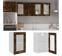 vidaXL Wandkast 40x31x60 cm glas en bewerkt hout gerookt eikenkleurig826345 Marron G