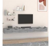 Vidaxl Armoires Murales 2pcs Sonoma Gris 102x30x20cm Bois D'ingénierie Marron