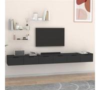 vidaXL Wandkasten 2 st 102x30x20 cm bewerkt hout zwart3115901 Noir G