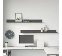 vidaXL Wandkasten 2 st 110x11x9 cm massief grenenhout grijs823611 Gris G