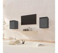 vidaXL Wandkasten 2 st 30x30x40 cm massief grenenhout grijs813480 Gris G
