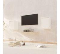 vidaXL 2x Armoires Murales Armoires Flottantes Suspendues Meubles de Rangement Salon Salle de Séjour Intérieur Blanc 30x30x40 cm Bois de Pin Massif Blanc