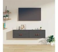 vidaXL Wandkasten 2 st 60x30x30 cm massief grenenhout grijs818370 Gris G