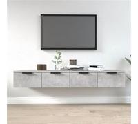 Vidaxl Armoires Murales 2 Pcs Gris Béton 68x30x20 Cm Bois D'ingénierie Marron