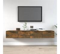 Vidaxl Armoires Murales 2 Pcs Chêne Fumé 68x30x20 Cm Bois D'ingénierie Marron
