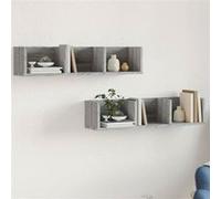 vidaXL Wandkasten 2 st 75x18x16,5 cm bewerkt hout grijs sonoma eiken840440 Gris G