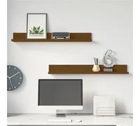 Vidaxl Étagères Murales 2 Pcs Marron Miel 80x11x9cm Bois De Pin Massif Marron