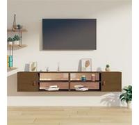 Vidaxl Armoires Murales 2 Pcs Marron Miel 80x30x30 Cm Pin Massif Marron