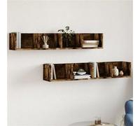 Vidaxl Armoires Murales 2pcs Chêne Fumé 99x18x16,5cm Bois D'ingénierie Multicolore