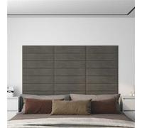 vidaXL Panneaux muraux 12 pcs Gris foncé 60x15 cm Velours 1,08 m²