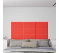 vidaXL Panneaux muraux 12 pcs Rouge 60x30 cm Similicuir 2,16 m²