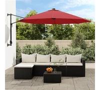 vidaXL Wandparasol met LEDs 290 cm felrood362895 Rouge G